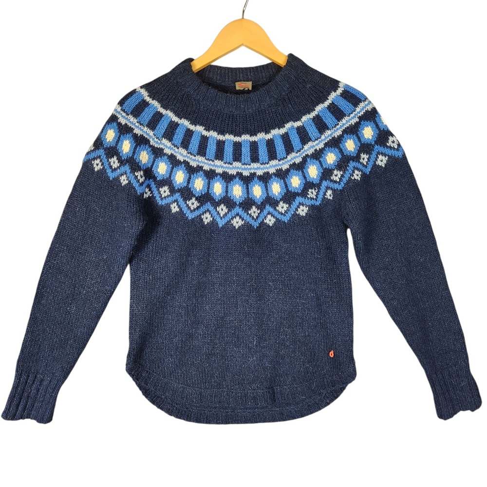 Kari Traa Ringheim Knit Sweater Women's Small Blue Wool Alpaca Fair Isle Nordic